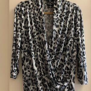 Nue Options Black and Gray Animal Print Blouse